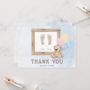 Mooie voeten waterverf blauwe babyshower bedankt kaart