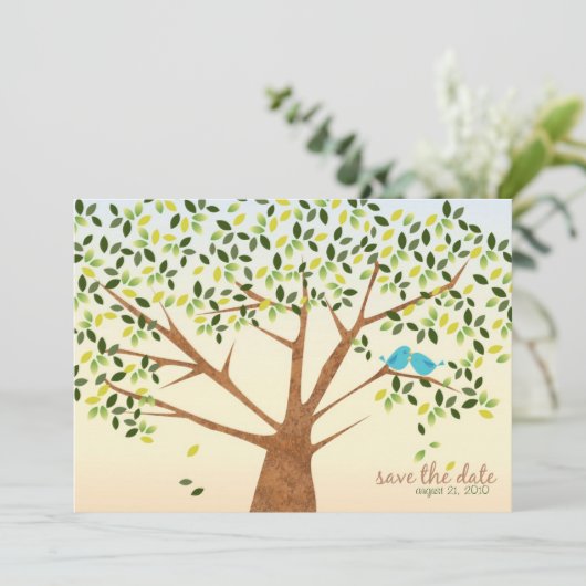 Mooie Vogel Boom Bewaar de Datum Save The Date (Staand voorkant)