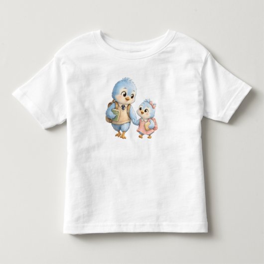 Mooie Vogel Broer Zus Kinderen T-Shirt (Voorkant)