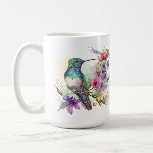 Mooie vogel en bloemen koffiemok (Links)