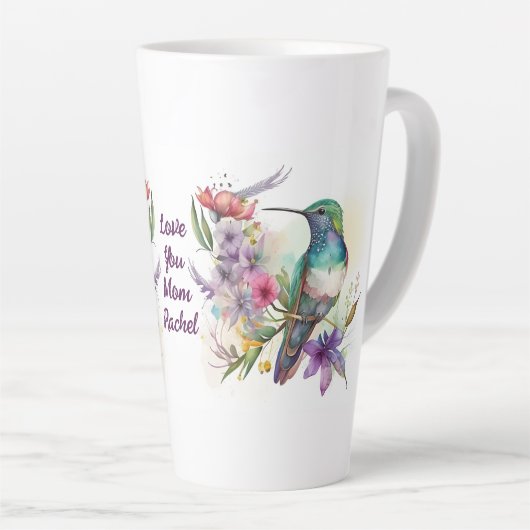Mooie vogel en bloemen latte mok (Rechterhoek)