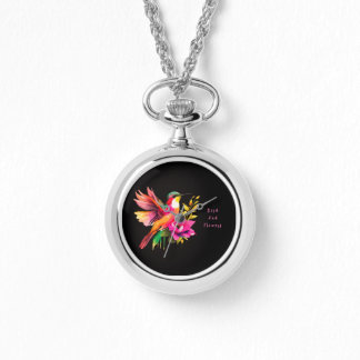 Mooie vogel- en bloemenpatroon, modern horloge