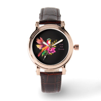 Mooie vogel- en bloemenpatroon, modern horloge