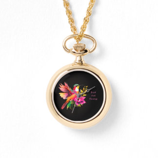 Mooie vogel- en bloemenpatroon, modern horloge
