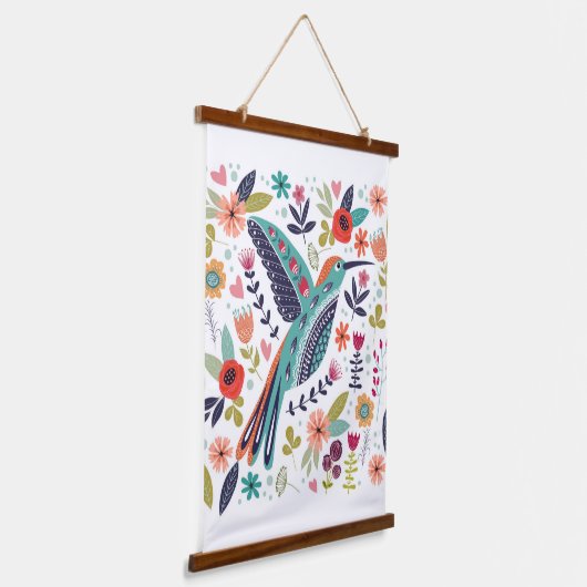 Mooie vogel hangend wandkleed (Gebogen)