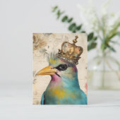Mooie vogel in een kroon collage briefkaart (Staand voorkant)