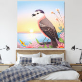 Mooie vogel in een kustnatuurtafereel canvas afdruk (Insitu (Slaapkamer))