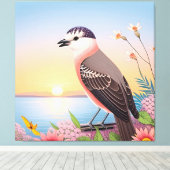 Mooie vogel in een kustnatuurtafereel canvas afdruk (Insitu (Houten vloer))