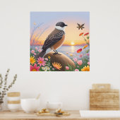 Mooie vogel in kustnatuurscène poster (Keuken)