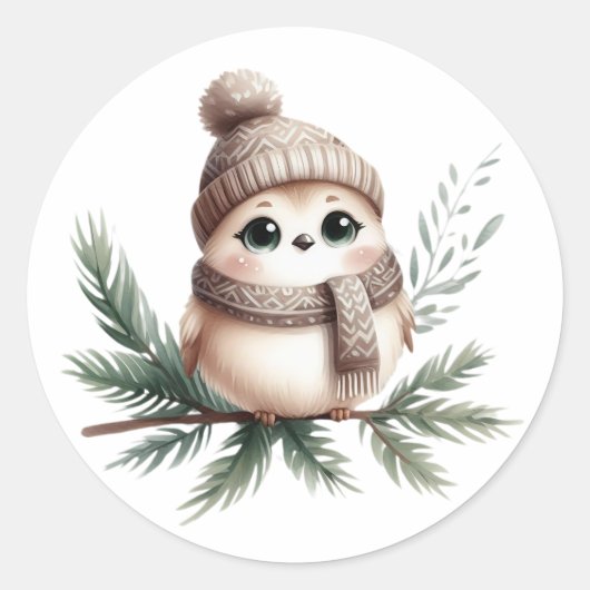 Mooie vogel knus winter Sticker (Voorkant)