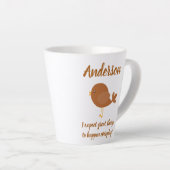 Mooie vogel met positieve verklaring latte mok (Rechterhoek)