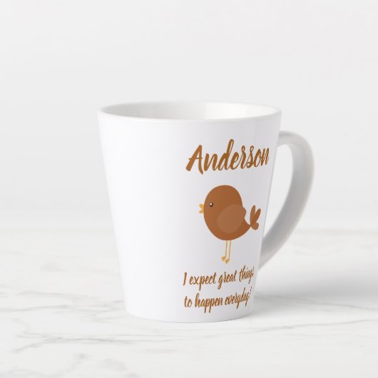 Mooie vogel met positieve verklaring latte mok (Rechterhoek)