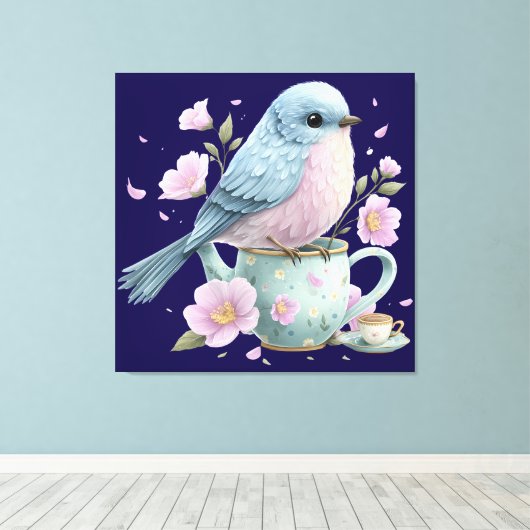 Mooie Vogel Muur Kunst Canvas Afdruk (Insitu (Houten vloer))