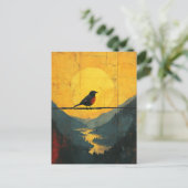 Mooie vogel op een draad in de bergen briefkaart (Staand voorkant)