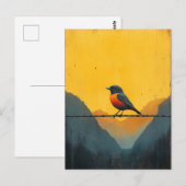 Mooie vogel op een draad in de bergen briefkaart (Voorkant / Achterkant)