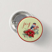 Mooie vogel op een Poinsettia Arrangement-Button Ronde Button 3,2 Cm (Voorkant /achterkant)