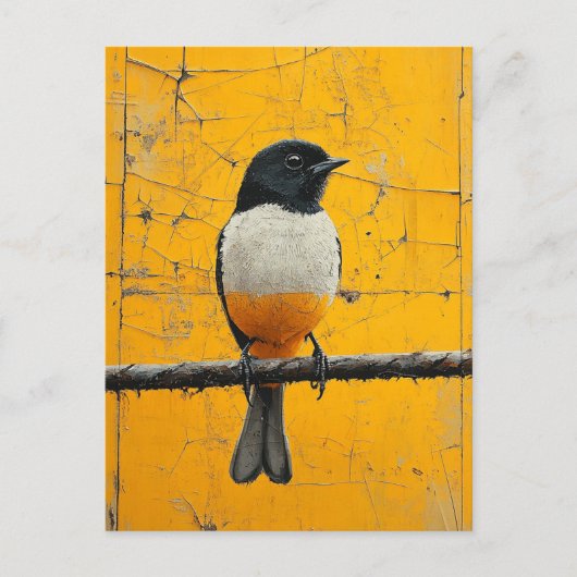 Mooie vogel op een versleten gele achtergrond briefkaart (Voorkant)