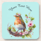 Mooie vogel op filialen met bloemen monogram bier onderzetter (Voorkant)