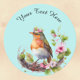 Mooie vogel op filialen met bloemen monogram ronde kartonnen onderzetter