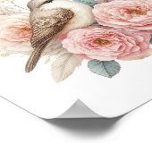 Mooie vogel & rozen poster (Hoek)