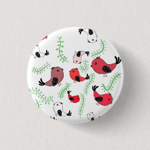 Mooie vogel thema design, met patroon ronde button 3,2 cm