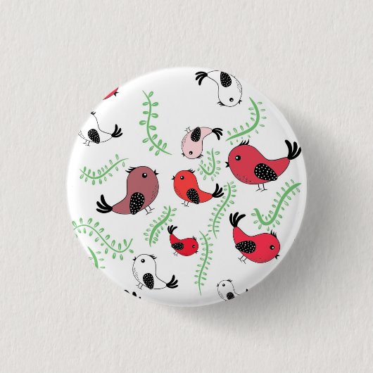 Mooie vogel thema design, met patroon ronde button 3,2 cm (Voorkant)