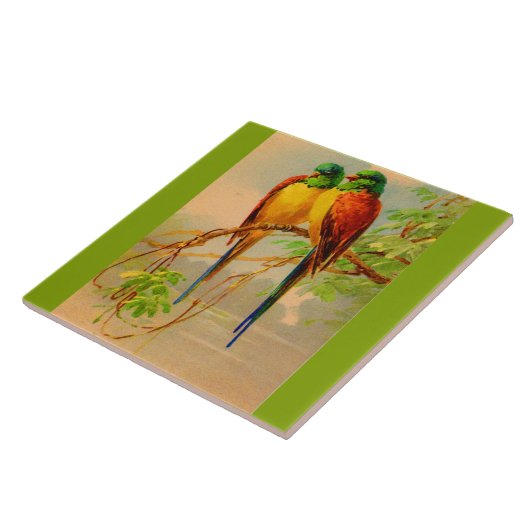 mooie vogelafdrukken tegeltje (Zijkant)