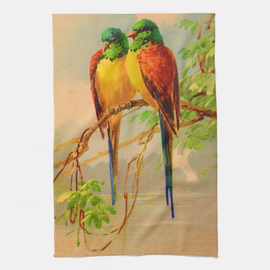 mooie vogelafdrukken theedoek (Verticaal)