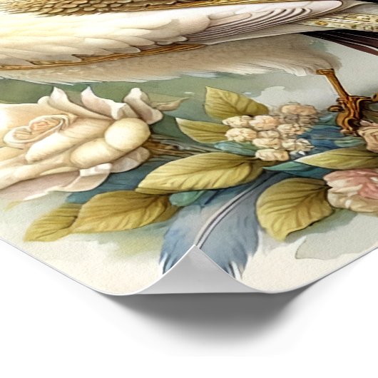 Mooie vogelafdrukkers Zachte neutrale Rozen Poster (Hoek)