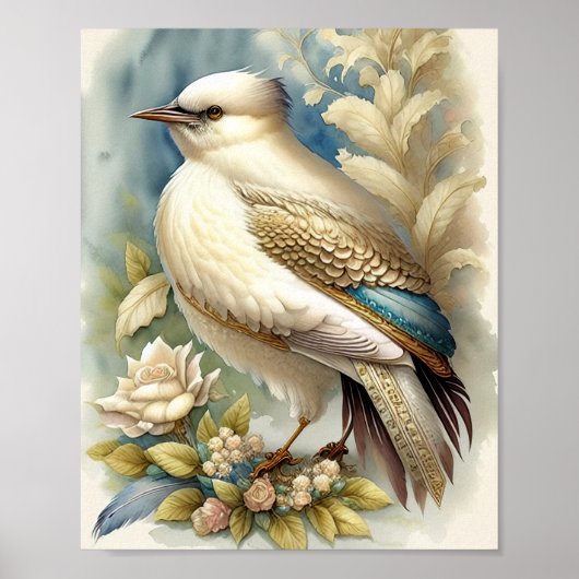 Mooie vogelafdrukkers Zachte neutrale Rozen Poster (Voorkant)