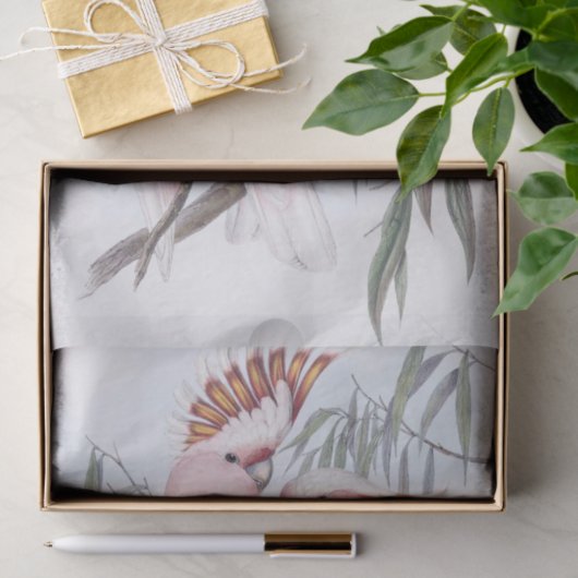 Mooie vogelkaketoe bleke roze cacatua tissuepapier (Geschenk)
