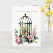 Mooie Vogelkooi Felicitaties met Nieuw Thuis Kaart (Gele Bloem)