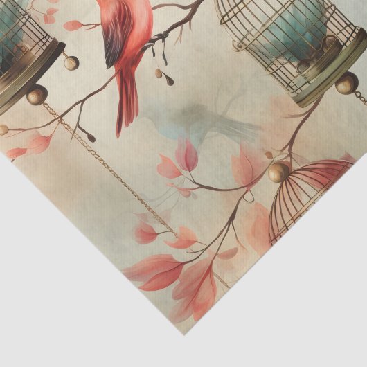  mooie vogelkooien vogels decoupage tissuepapier (Detail)