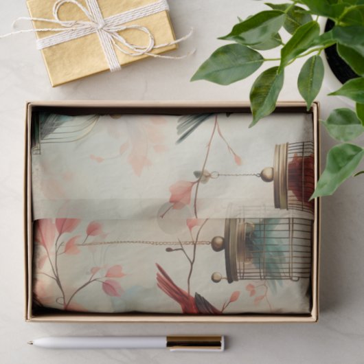  mooie vogelkooien vogels decoupage tissuepapier (Geschenk)