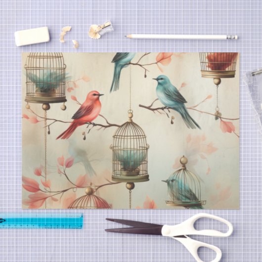  mooie vogelkooien vogels decoupage tissuepapier (Craft)