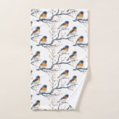 Mooie vogelpatroon op wit bad handdoek (Handdoek)