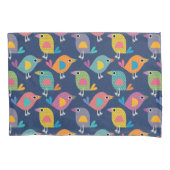 Mooie vogelprint op blauw kussensloop (Voorkant)