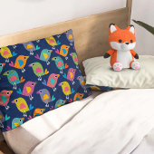 Mooie vogelprint op blauw kussensloop