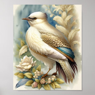 Mooie Vogelprint Veren Zachte Neutralen Rozen Poster