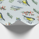 Mooie vogels, botanicals en rode bessen cadeaupapier (Hoek)