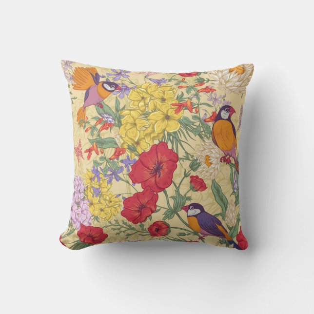 Mooie vogels en tuin kussen (Voorkant)