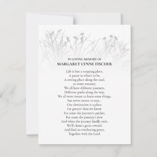 Mooie vogels in de bomen Dank u voor de sympathiek (Achterkant)