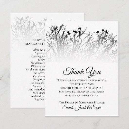 Mooie vogels in de bomen Dank u voor de sympathiek (Voorkant / Achterkant)