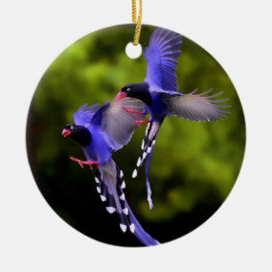 Mooie vogels in de kerstboom keramisch ornament