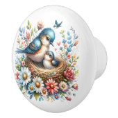 Mooie vogels keramische knop (Rechts)