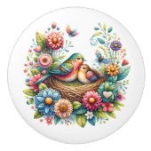 Mooie vogels keramische knop (Voorkant)