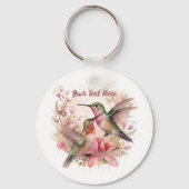 Mooie vogels met bloemen sleutelhanger (Voorkant)
