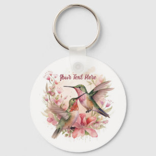Mooie vogels met bloemen sleutelhanger