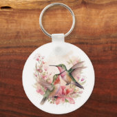Mooie vogels met bloemen sleutelhanger (Achterkant)