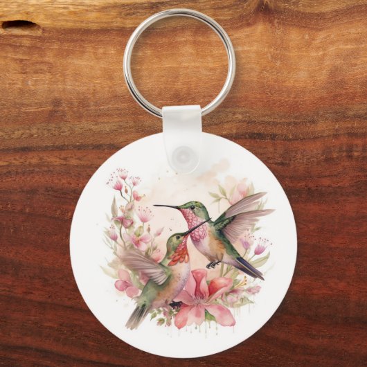 Mooie vogels met bloemen sleutelhanger (Achterkant)